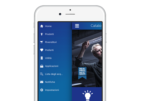 Schermata del menu dell'app Tarifa