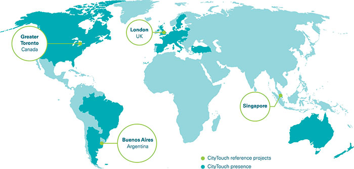 Mappa dei paesi che hanno adottato CityTouch