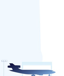 Illustrazione della sezione lato volo dell'aeroporto, con un aereo parcheggiato