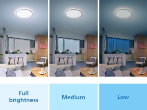 Effetti di luce in una stanza con una lampadina LED Philips SceneSwitch con impostazioni di luminosità diverse