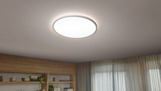 Le lampadine a filamento LED di ispirazione vintage appese come luci pendenti creano un'atmosfera calda in un'accogliente sala da pranzo, presentando soluzioni di illuminazione domestica eleganti e a risparmio energetico